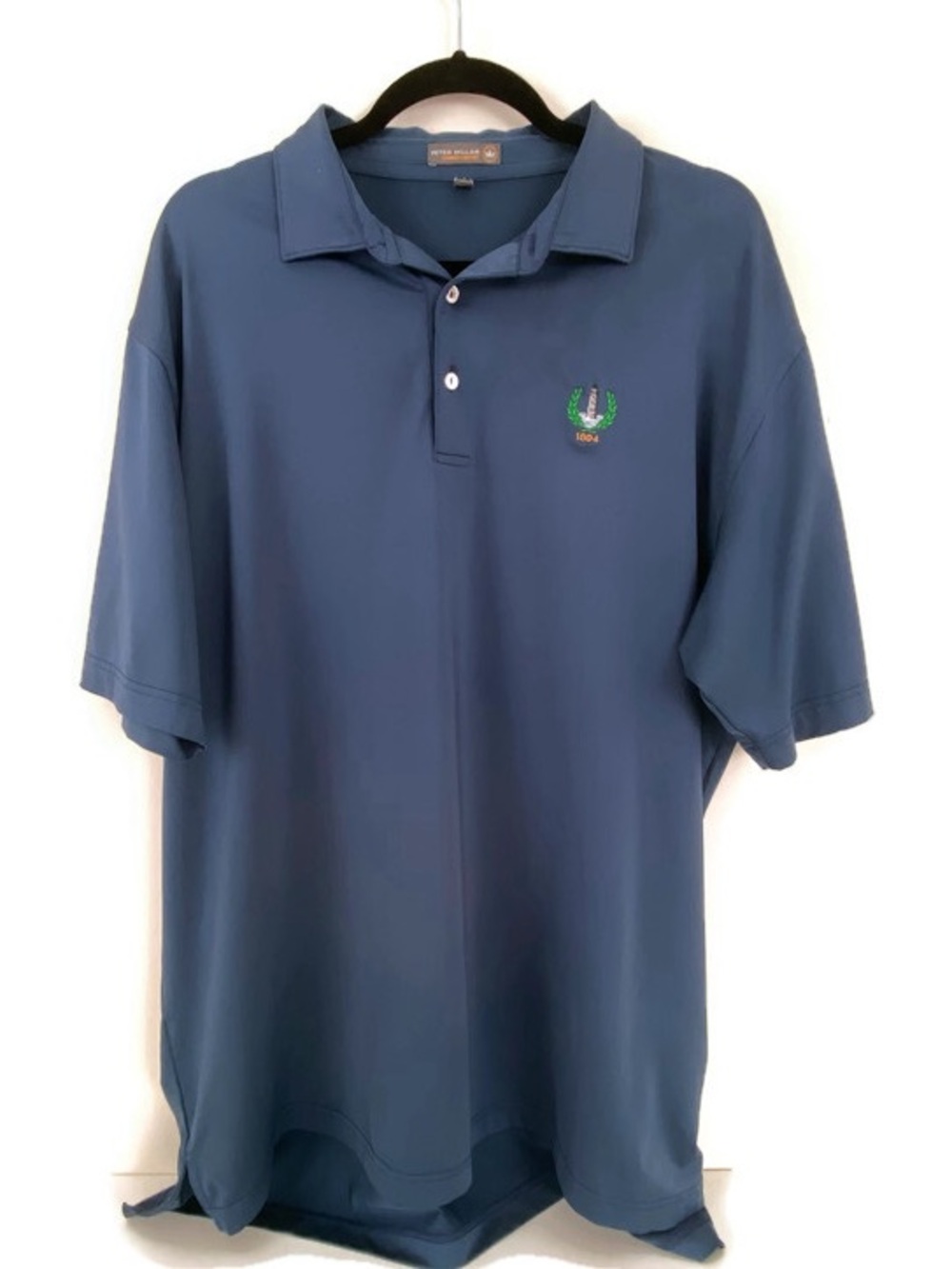 Peter Millar Golf Polo XL Slate Blue Short-Sleeve Polo with Crest Quiet Luxury